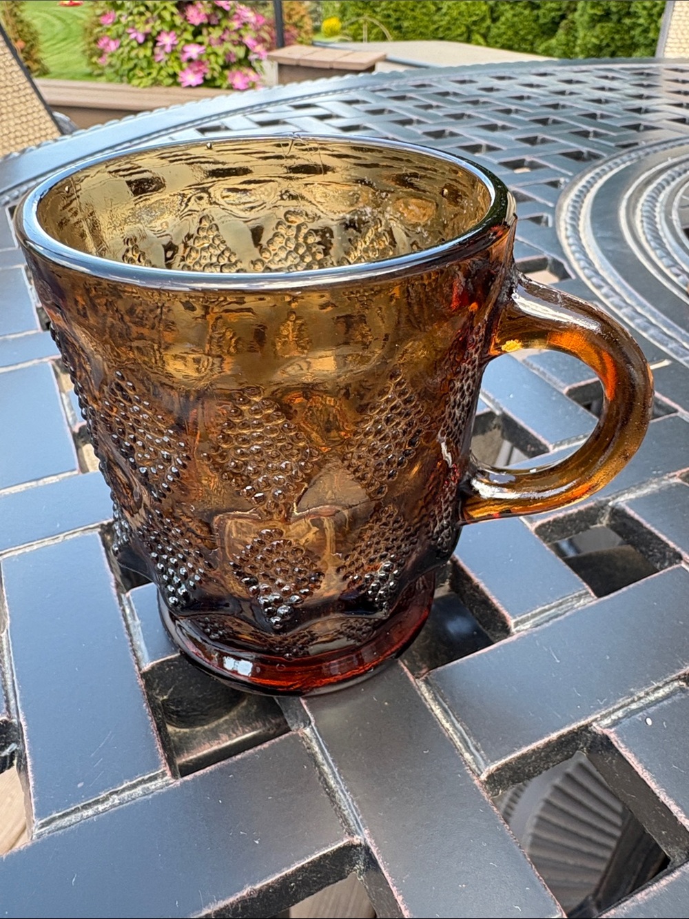 Anchor Hocking Amber Textured Glass Coffee Mug set 5